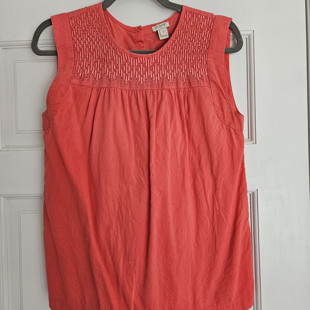 J. Crew Coral Embroidered Blouse